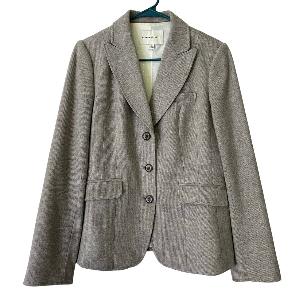 Banana Republic Wool Cashmere Blazer Herringbone Academia quiet luxury prep 8
